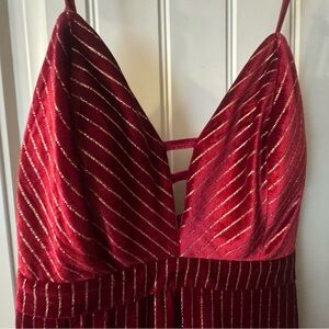 Red and Gold Striped Jumpsuit